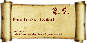 Macsicska Izabel névjegykártya